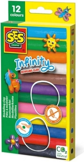 SES Plastilină Infinity 12 culori 180 g