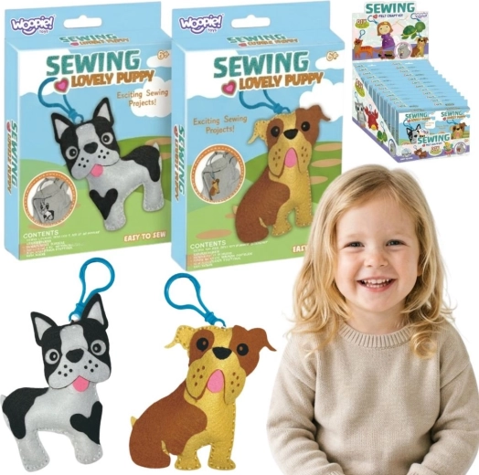 Woopie Sewing Lovely Puppy – set de cusut pentru copii (DIY breloc cățeluși)