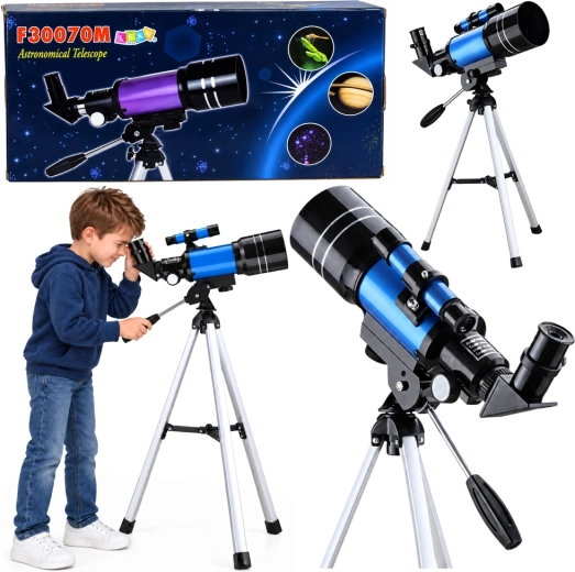 Telescop astronomic refractor pentru copii, 70 mm, cu trepied și mărire de 150×