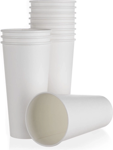 Pahar de hârtie 500 ml, alb, de unică folosință (12 buc)