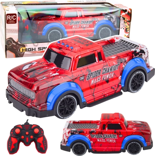 Mașină RC off-road Spider cu efecte LED, roșie