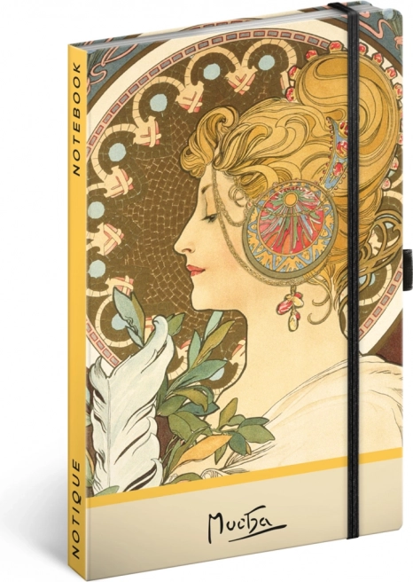 Caiet Alfons Mucha – Pana, punctat, 13 × 21 cm