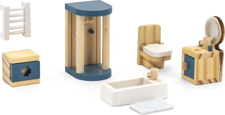 Mobilier din lemn pentru casa păpușilor PolarB – baie