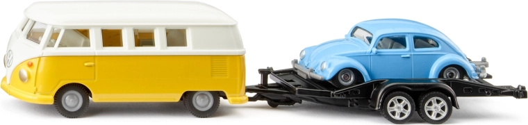 Siku Super – Volkswagen T1 cu remorcă și Beetle 1:50