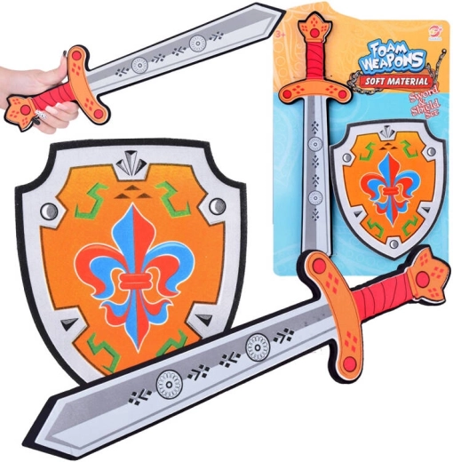 Set cavaleresc din spumă: sabie și scut cu crin