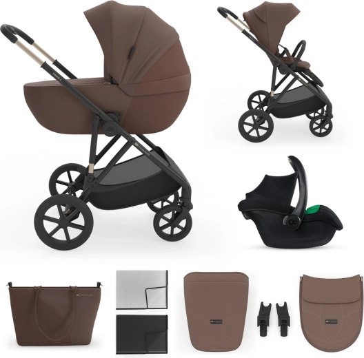 Cărucior combinat 3 în 1 Kinderkraft Prime 3 velvet mocca