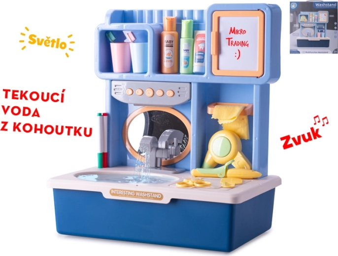 Chiuvetă interactivă pentru copii cu apă curentă – albastră