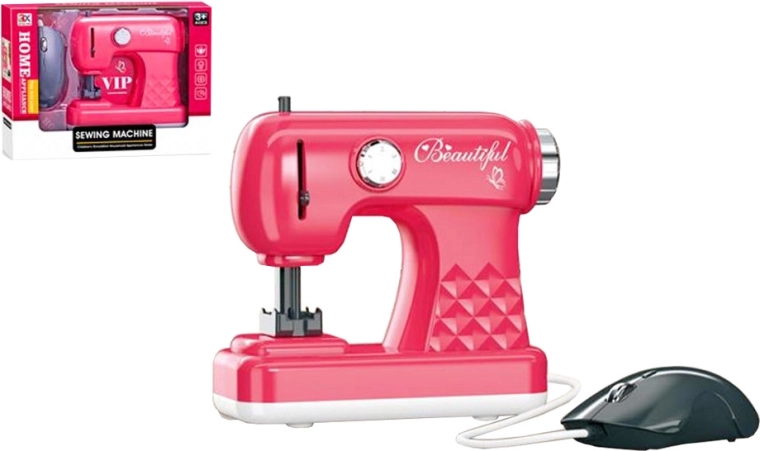 Mașină de cusut pentru copii roz cu lumină