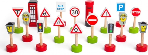 Set de indicatoare rutiere din lemn BIGJIGS RAIL