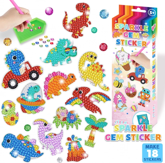 Pictură cu diamante – autocolante Dinozauri