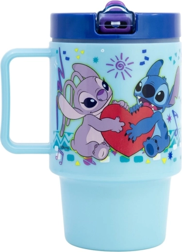 Cană din plastic cu pai 530 ml STITCH