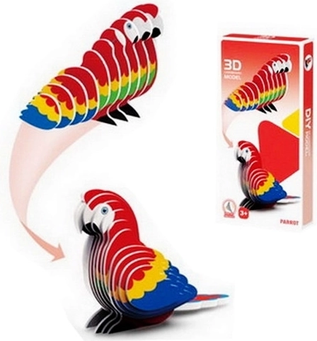 Puzzle 3D papagal din carton