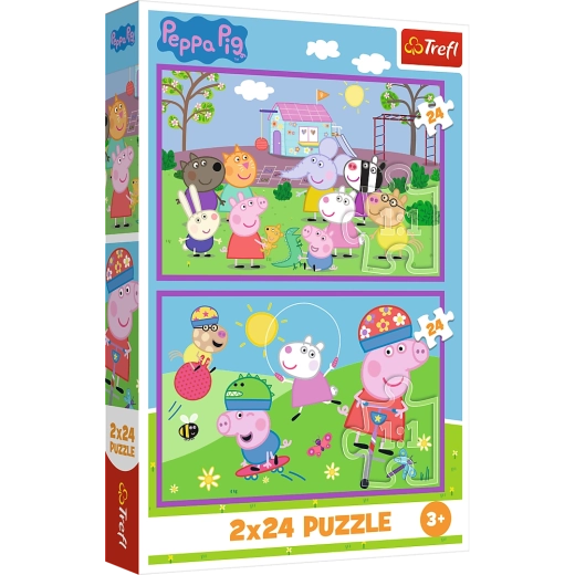 Puzzle 2x24 Peppa pe teren - Peppa Pig