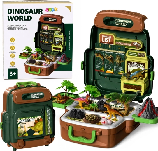 Lumea dinozaurilor – rucsac-valiză portabil(ă) cu figurine și carduri educative (30 de piese)