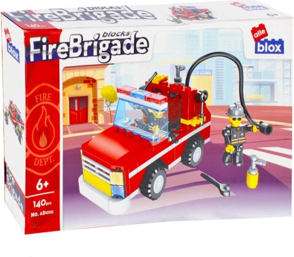 Set de construcție unitate de pompieri – mașină de pompieri cu furtun și figurine