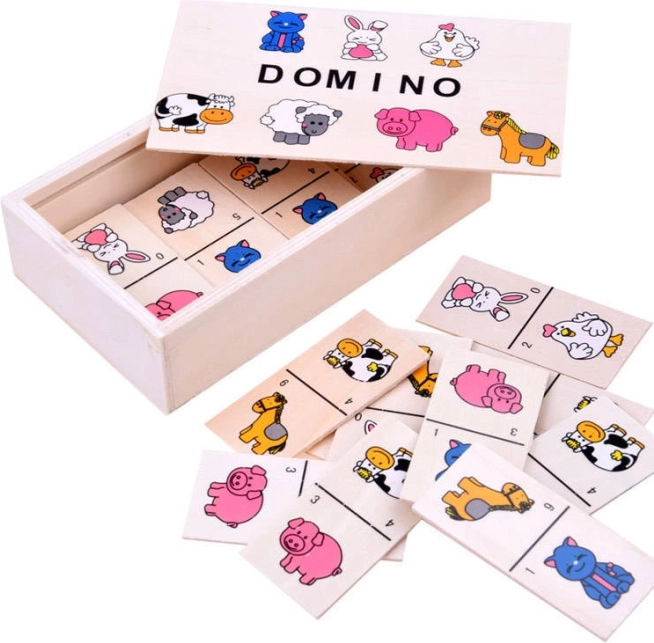 Domino cu imagini pentru copii – animăluțe colorate