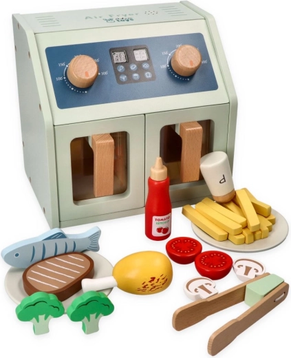 Friteuză cu aer cald din lemn Adam Toys, cu accesorii, pe baterii
