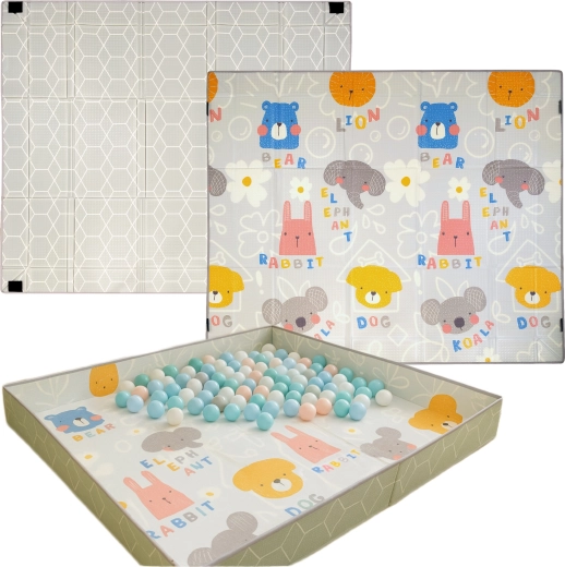 3‑în‑1: covoraș, țarc și piscină cu bile