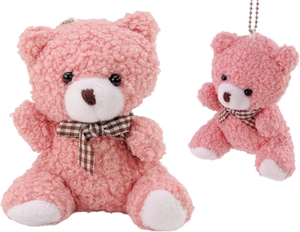 Pandativ mini ursuleț roz de pluș 10 cm