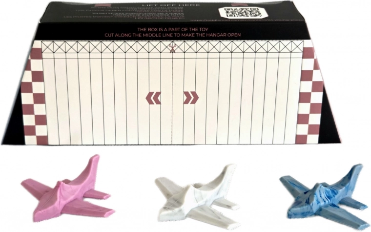 Toddleroad Hangár Marble – set de 3 avioane ergonomice din silicon cu cutie funcțională