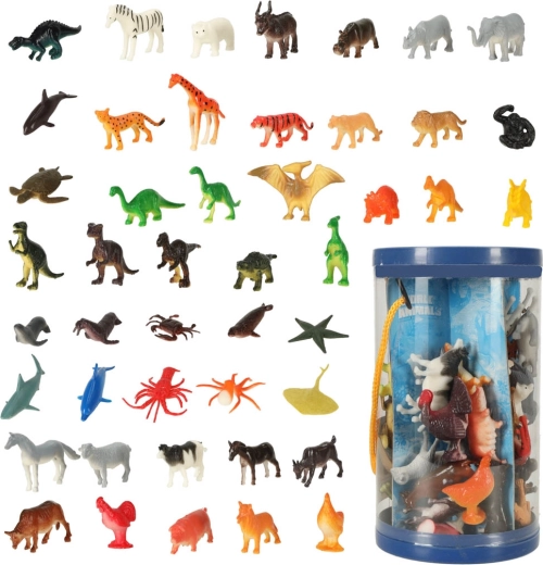 Set de figurine animale – marine, sălbatice, domestice și dinozauri, 48 buc