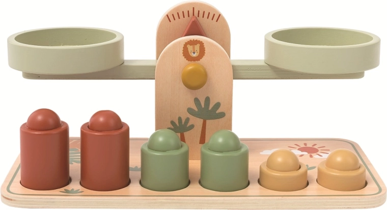 Cântar din lemn cu talere și greutăți 2Kids Toys