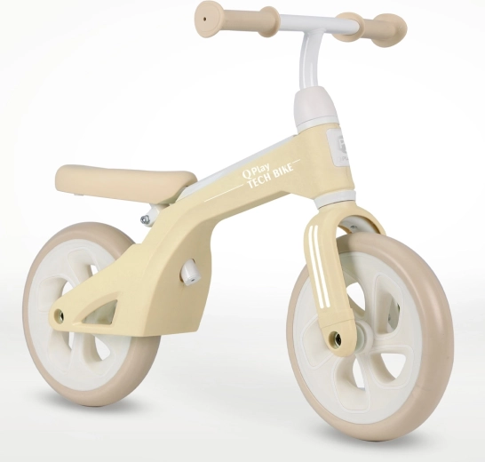 Bicicletă de echilibru Qplay Tech, crem, 10" pentru copii 2–4 ani