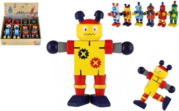 Robot din lemn 12 cm – set 6 variante colorate