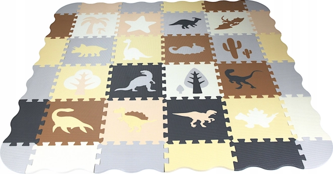 Covoraș puzzle din spumă cu dinozauri și margini 28 x 28 cm