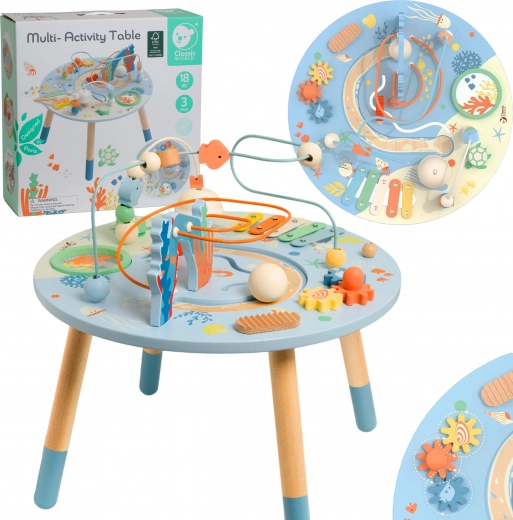 Măsuță din lemn pentru activități Viața marină - Muzicală și Educațională