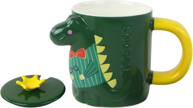 Cana cu dinozaur verde cu capac 400 ml
