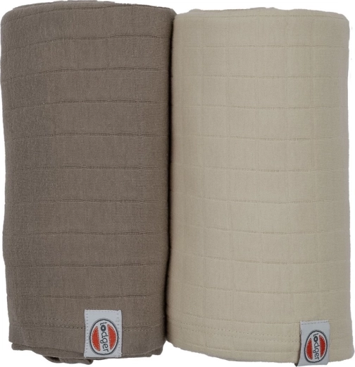Lodger swaddler solid, set 2 buc. 110 × 110 cm birch/buffalo