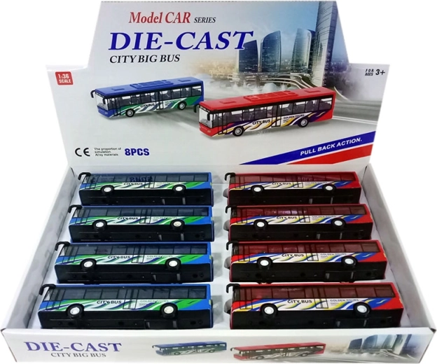 Autobuz urban metalic 1:36 cu mecanism pull-back