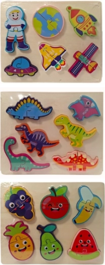 Puzzle din lemn pentru copii cu animale și unelte