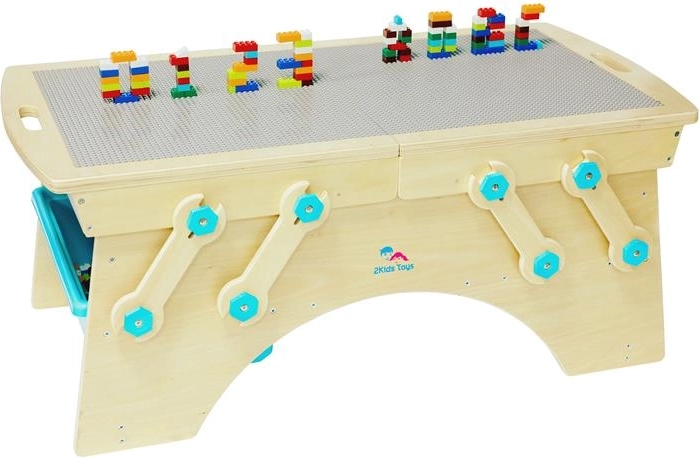 Masă de joacă 2Kids Toys pentru seturi de construcție, cu spațiu de depozitare
