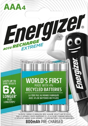 Energizer Extreme AAA baterii reîncărcabile 800 mAh, 4 buc
