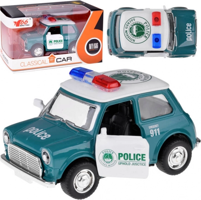 Mașinuță de poliție metalică cu uși care se deschid 1:38, pull-back