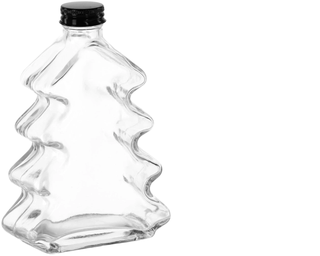 Sticluță din sticlă „Choinka” 200 ml, cu capac metalic cu filet (înșurubare) 28 mm
