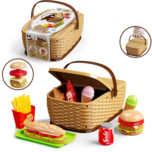 Coș de picnic pentru copii cu set de burger