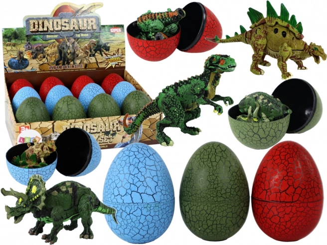 Ou cu figurină de dinozaur, 3 culori, 9 cm
