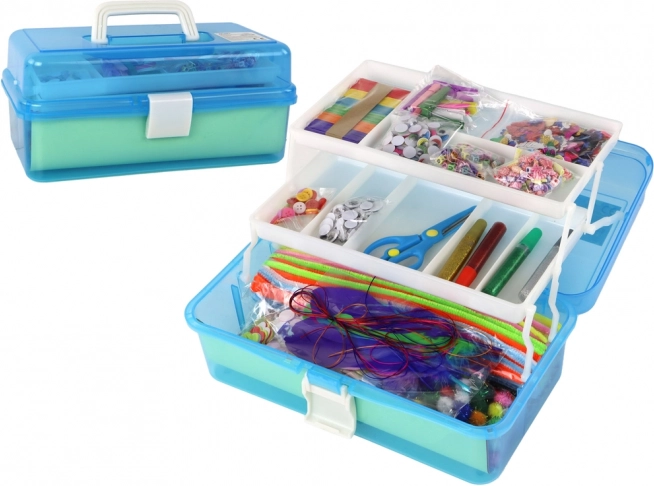 Set creativ artistic DIY în cutie albastră extensibilă