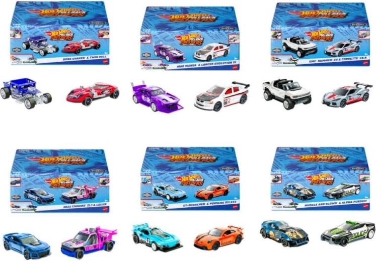 Hot Wheels mașini cu mecanism pull-back, pachet de 2, 1:43