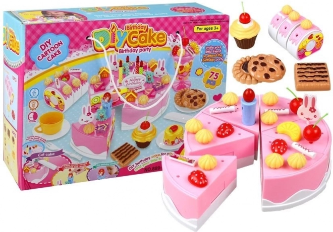 Tort de aniversare pentru copii de tăiat – set creativ de deserturi 75 piese