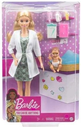 Păpușa Barbie pediatru cu bebeluș