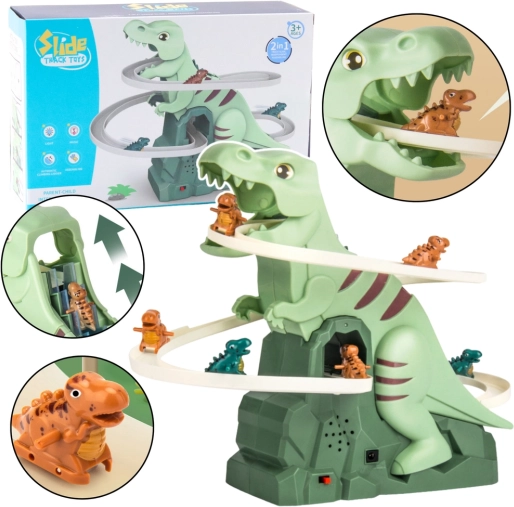 Montagne ruse cu dinozauri cu lumini și sunete – set interactiv pliabil
