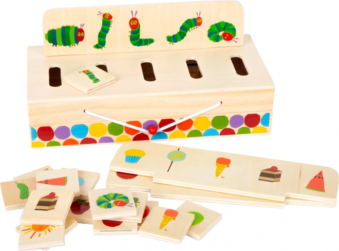 Cutie de sortare din lemn Caterpillar – jucărie didactică