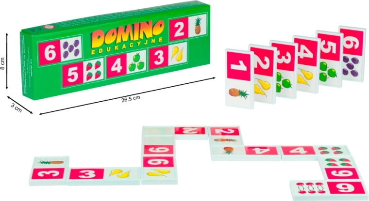 domino educațional din plastic – numere și fructe