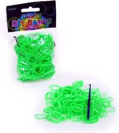 Set de 250 de elastice de împletit verde deschis cu cârlig și închizători