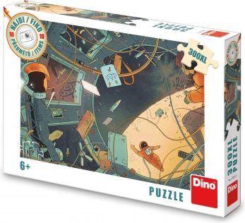 Puzzle DINO Găsește 10 obiecte: spațiu XL, 300 piese