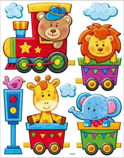 Autocolante decorative de perete Trenuleț cu animăluțe